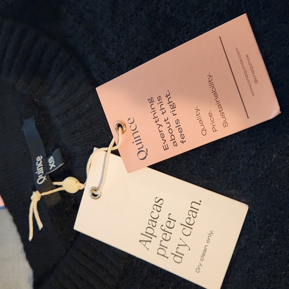 NWT Quince Baby Alpaca-Wool Diamond Stitch Crew Black Sz XS - Picture 9 of 12